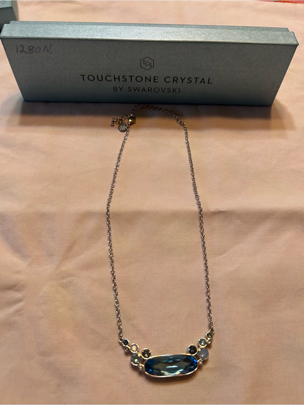 Touchstone Crystal Silver Necklace with Blue Crystals - Picture 4 of 8